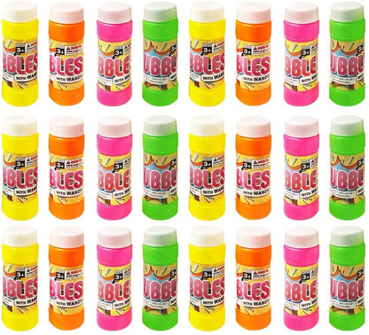 ArtCreativity 24 Pack Bubble Blower Bottles with Wands - 3.5 Inch - Bubble Toy for Kids with 2oz of Solution - Outdoor Summer Fun - Birthday Party Favors, Supplies for Boys and Girls - Assorted Colors