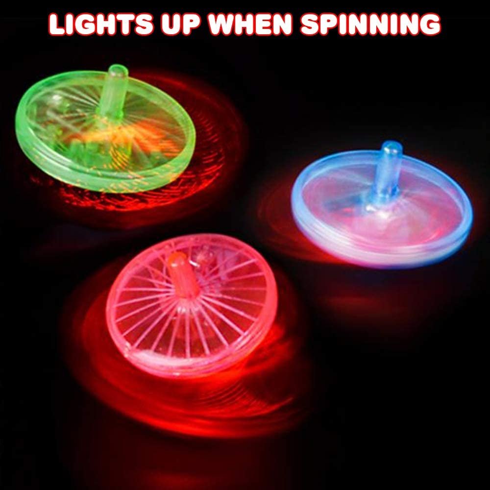ArtCreativity Light Up Spinning Top Toys, Set of 12, Flashing Spin Toys with LED Effects, Light Up Birthday Party Favors for Boys and Girls, Goodie Bag Fillers for Kids