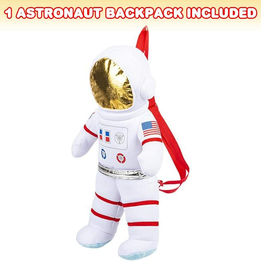 Plush Astronaut Backpack for Kids, Space Themed Bag with Adjustable Straps and Zipper, Cool Astronaut Costume Accessories for Boys and Girls, Great Space Gift Idea