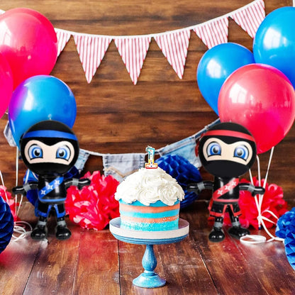 ArtCreativity Ninja Party Inflates - Set of 2 - 20 Inches Tall Inflatable Ninja Balloons in Red and Blue - Ninja Birthday Party Decorations for Boys and Girls - Easy to Inflate Ninja Toys