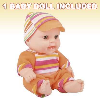 ArtCreativity Baby Doll for Kids, 1 Piece, Plastic Baby Doll with Adorable Cap, Top, and Pants, 7-Inch-Tall Dolls for Girls, Encourages Active Play and Responsibility, Great Gift Idea
