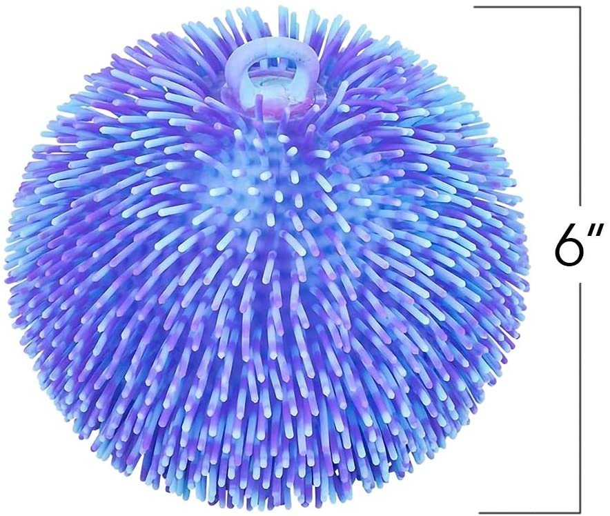 Tie Dye Puffer Ball with Hanging Loop, Spiky Stress Relief Balls, 6" Squeeze Fidget Toys for Kids, Calming Sensory Balls for Autistic Children, Party Favor