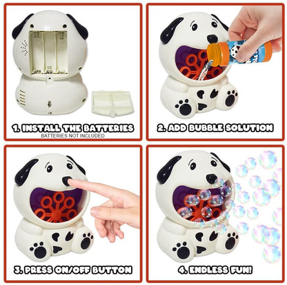 ArtCreativity Dalmatian Dog Bubble Machine for Kids, Includes 1 Bubbles Blowing Toy and 1 Bottle of Solution, Fun Summer Outdoor or Party Activity, Great Bubble Gift for Boys and Girls