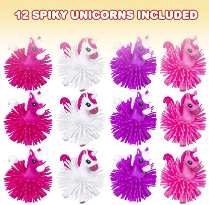 ArtCreativity Spiky Unicorn Toys, Set of 12, Cute Unicorn Gifts for Girls, Adorable Sensory Fidget Toys, Unicorn Birthday Party Favors for Kids, Decorations, Goodie Bag Fillers, Assorted Colors