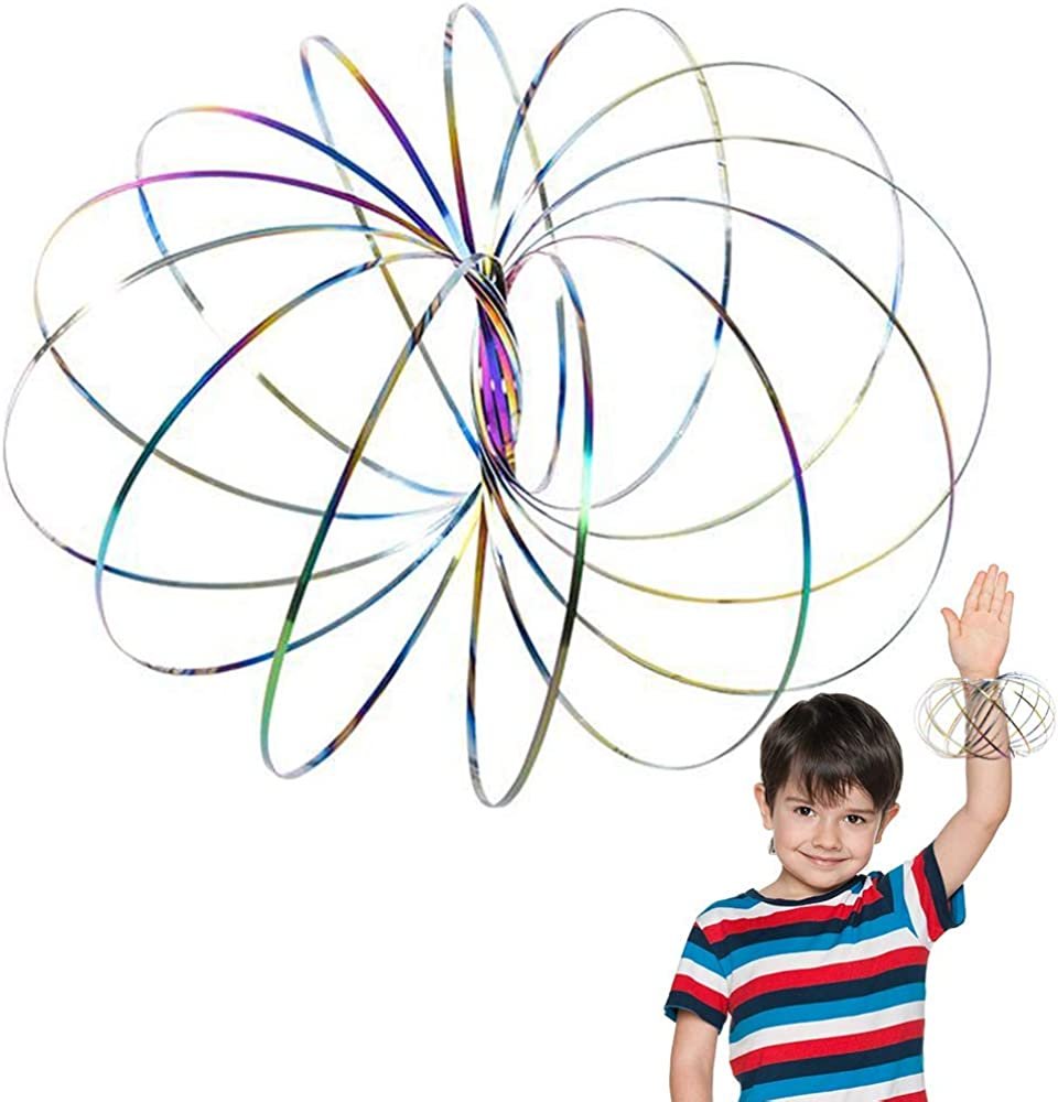 Metal Rainbow Spring Bracelet, Stress Relief Arm Coil Spring Bracelet, Flow Ring Fidget Toy for Kids and Adults, Sensory Toys for Autism, ADHD, and Anxiety, Spiral Dance Bracelet