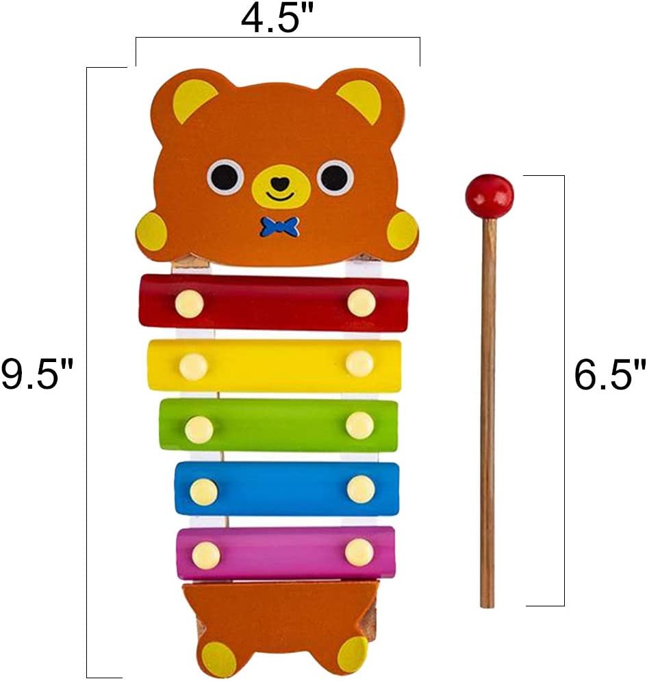 ArtCreativity Teddy Bear Xylophone, 1PC, Fun Musical Instruments for Kids, Colorful Xylophone Music Toy with 2 Sticks, Development Learning Toys for Boys and Girls, Great Birthday Gift Idea