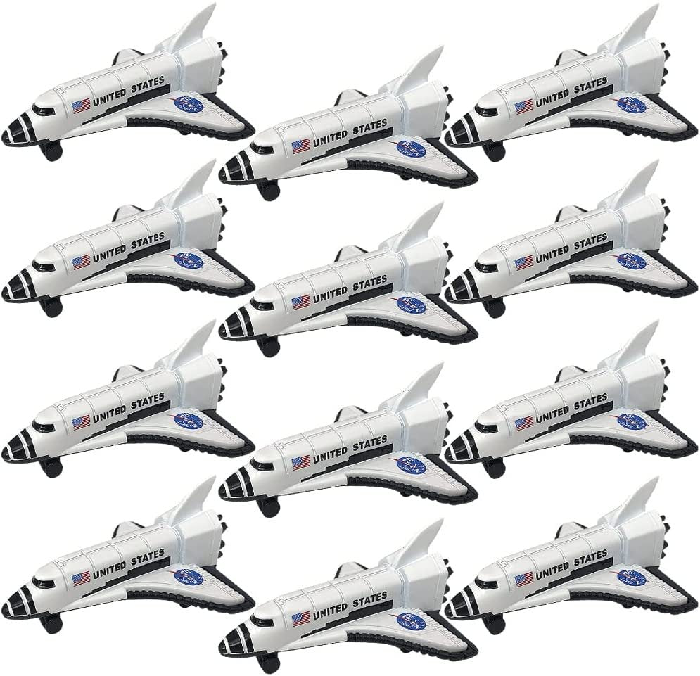 Diecast Space Shuttles, Set of 12, Durable Diecast Metal NASA Space Ship Toys for Boys, Astronaut Cake Decorations, Astronaut Space Theme Party Favors, Goodie Bag Fillers