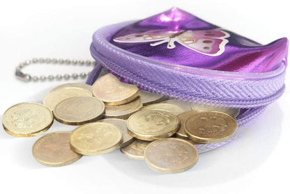 ArtCreativity Butterfly Coin Purses, Set of 12, Small Zipper Coin Bags for Girls with Keychain Hooks, Cute Birthday Party Favors for Kids, Classroom Teacher Rewards, Goodie Bag Fillers, 6 Colors