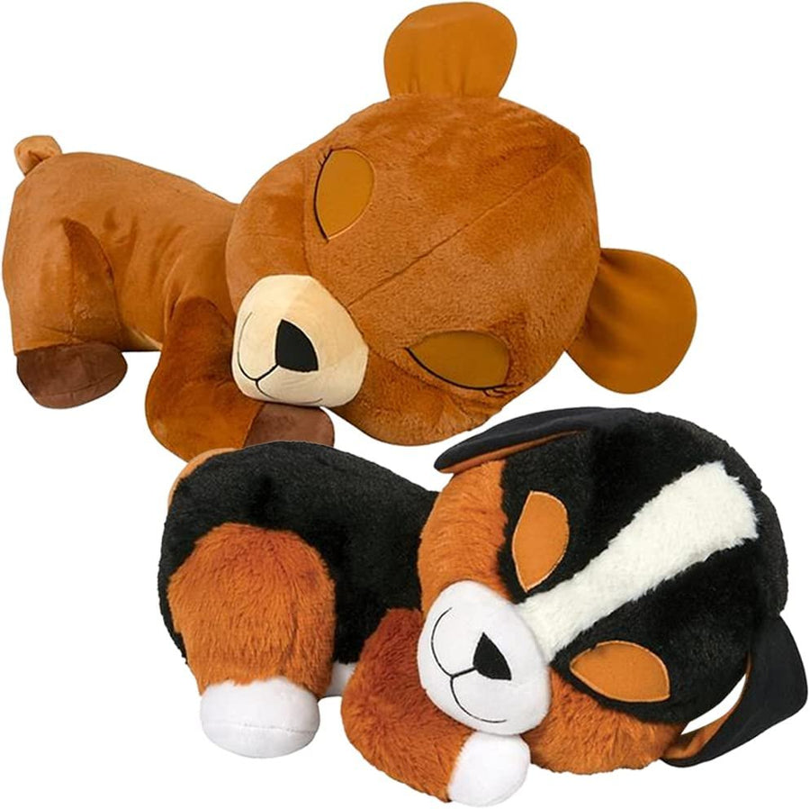 Dozy Dog and Bear, Includes 1 Dog Stuffed Animal and 1 Bear Stuffed Animal, Cute Plush Toys for Kids with an Adorable Sleepy Design, Great as Baby Nursery Decorations