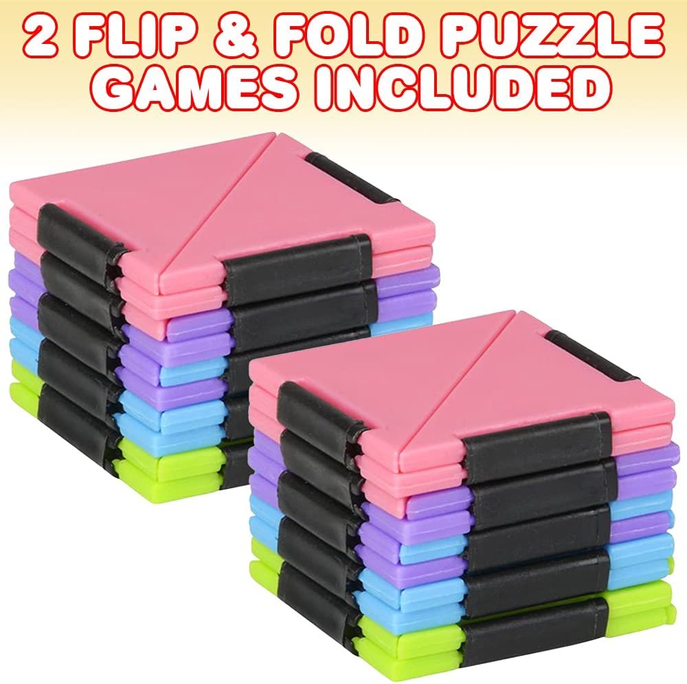 Flip and Fold Puzzle Game, Set of 2, Brain Teaser Games for Kids and Adults, Educational Toys for Children, Unique Birthday Party Favors, Fun Travel Toys, Great Gift Idea