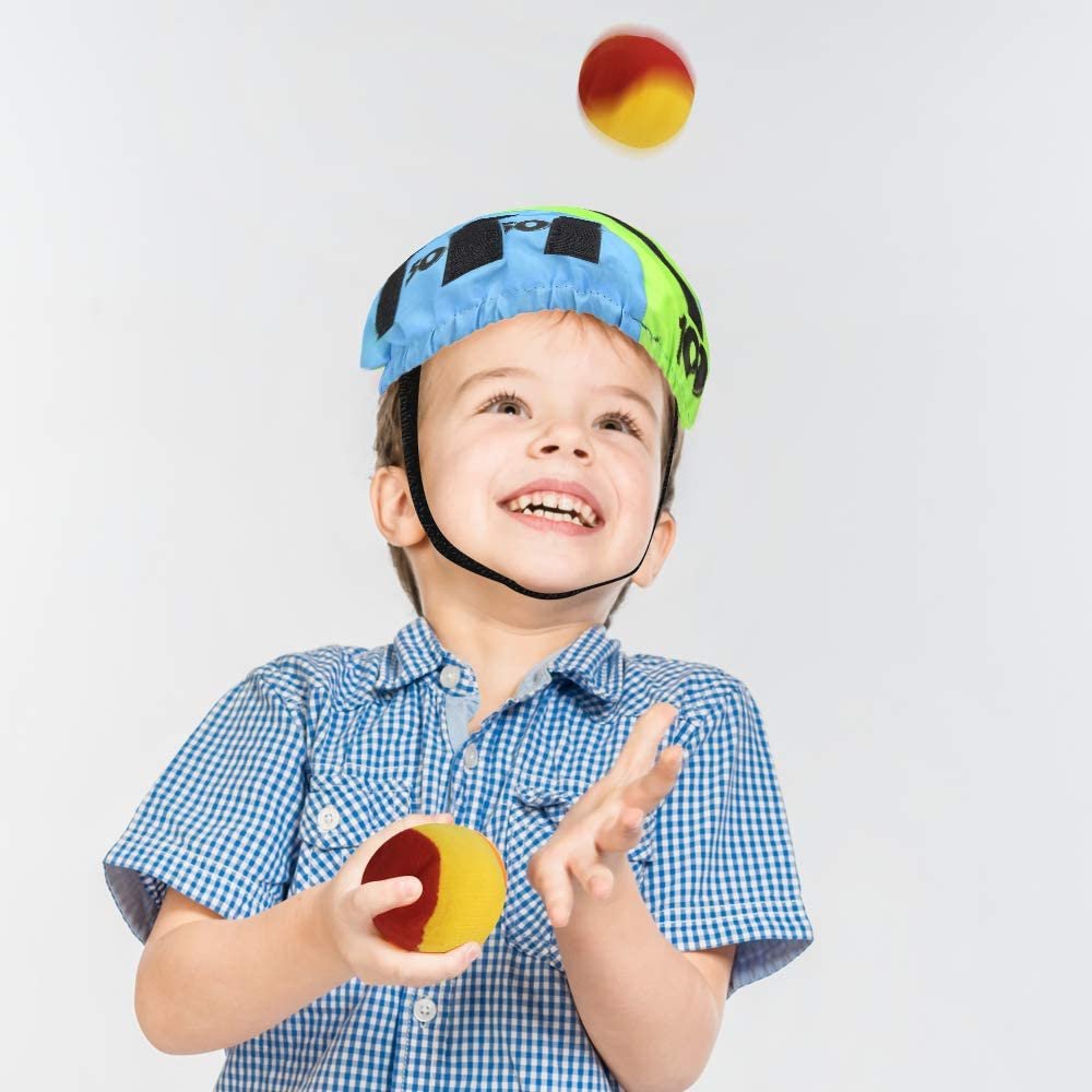 Gamie Head Catcher Game for Kids - Single Player Indoor and Outdoor Fun - Includes 1 Catcher Cap and 2 Soft Balls - Encourages Healthy Play - Great Gift for Boys, Girls, Toddlers