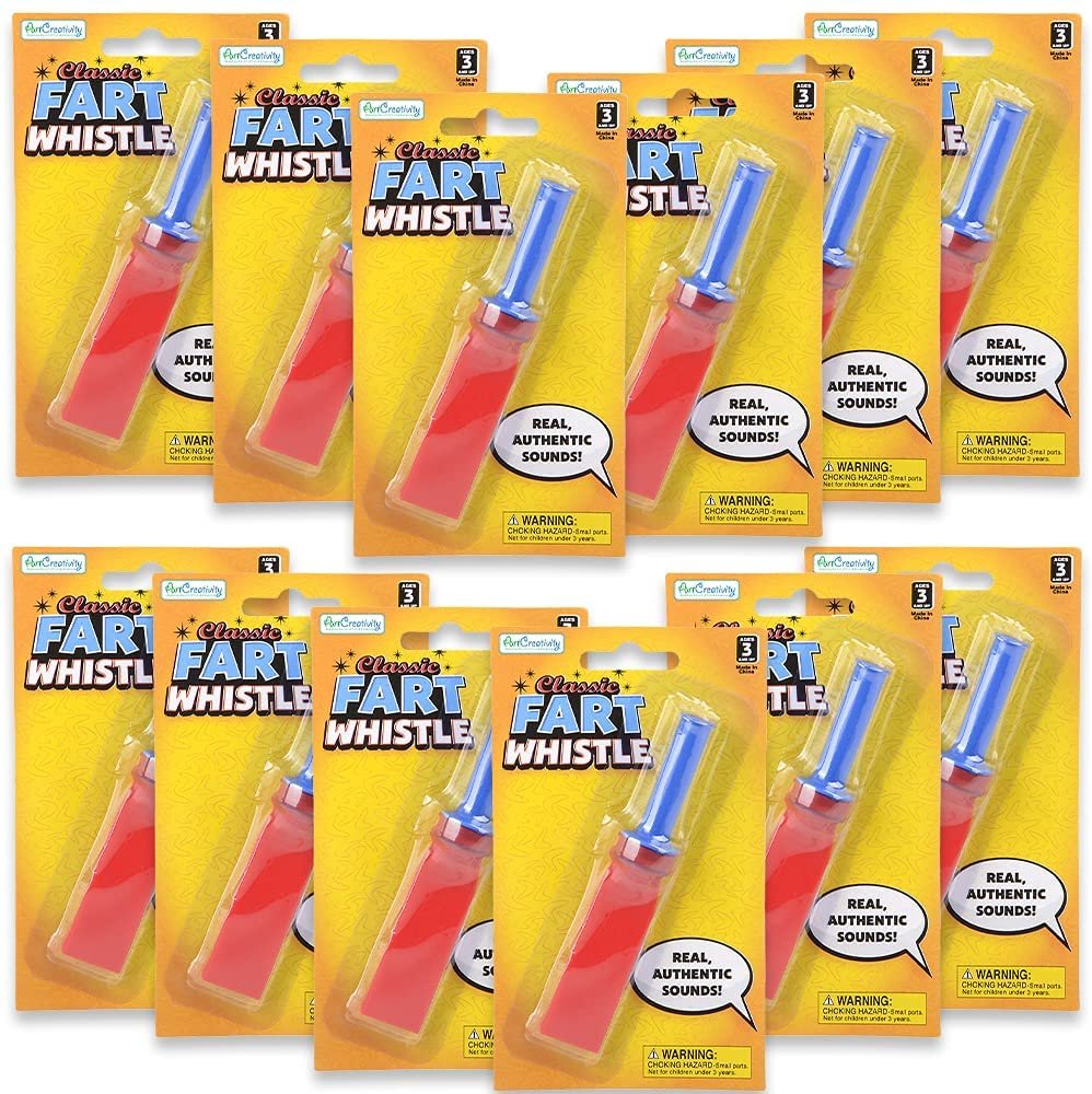 Fart Whistles, Set of 12, Hilarious Fart Noise Toys for Kids, Fart Sound Gag Gifts for Adults and Children, Great as Birthday Party Favors, Goodie Bag Fillers and Pinata Stuffers