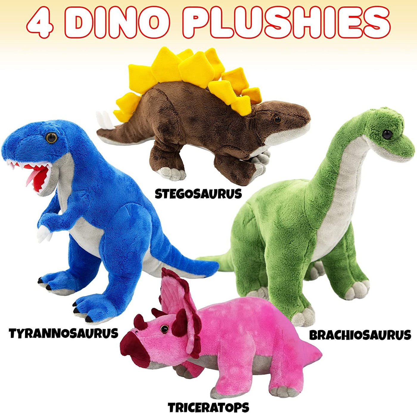 Plush Dinosaur Stuffed Animals for Kids, Set of 4, Stuffed Dinosaur Plushy for Boys and Girls Ages 3+, Plush Animals Dinosaur Toys For Kids, Dino Plush Easter Dinosaur Plush Party Favors