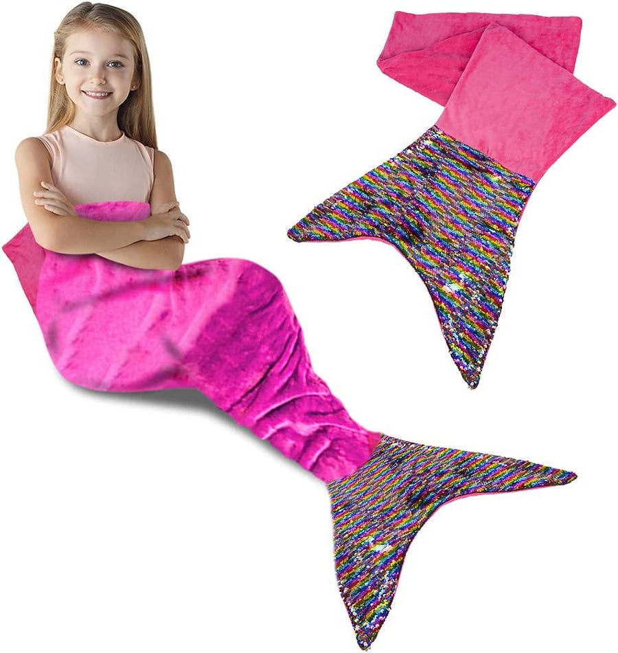 Mermaid Tail Wearable Blanket, 1pc, Cozy Mermaid Blanket with Color Changing Sequins on One Side, Soft Throw Blanket for Kids, Unique Mermaid Gift for Girls and Boys