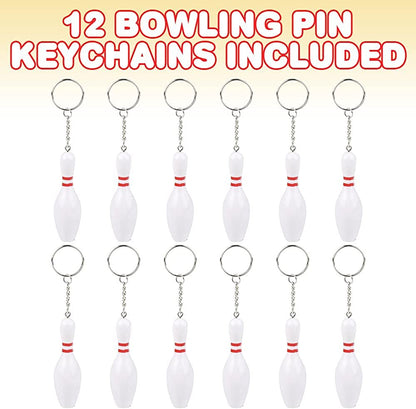 ArtCreativity Bowling Pin Keychains for Kids, Set of 12, Perfect for Team Giveaways, Sports & Souvenir Favors, Victory Parties, Gifts for Athletes, Moms, Dads & Coaches