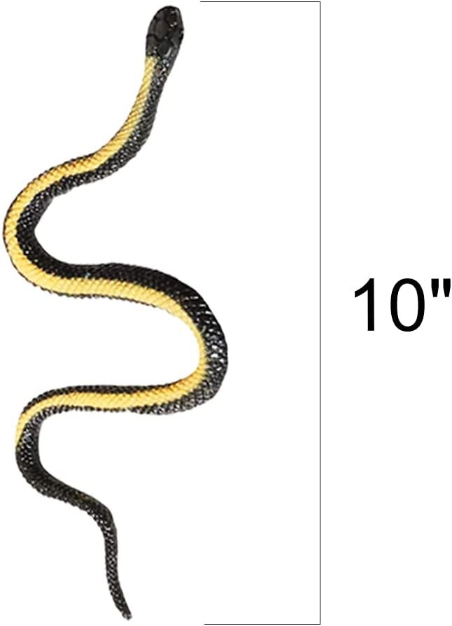 Vinyl Stretch Toy Snakes, Pack of 12, Stress Relief Fidget Sensory Toys for Kids, Real Look Scales, Reptile Birthday Party Favors, Fake Prank Prop, Goodie Bag Fillers for Boys and Girls