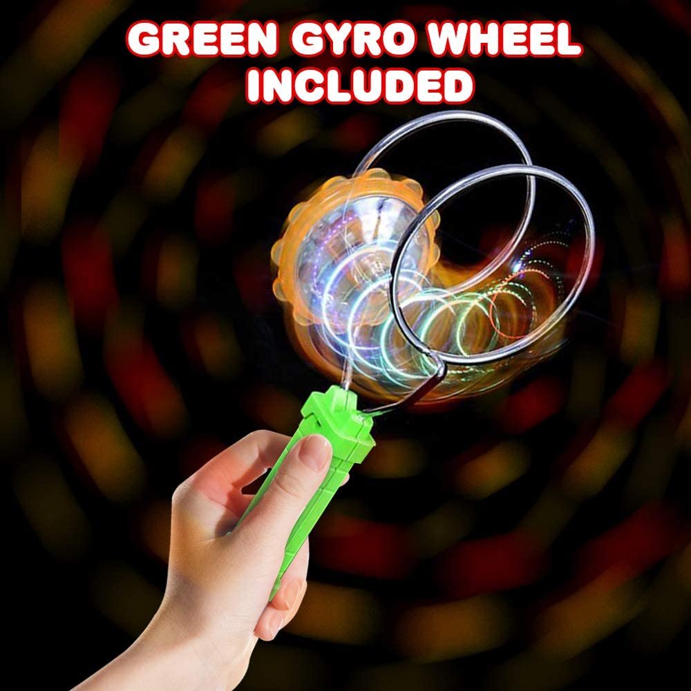 ArtCreativity Retro Light Up Toys Set for Kids- Includes 2, 8 Inch Gyro Wheels, Mesmerizing Spinning and Lighting Effects Design- Top Fun Gift for Boys and Girls