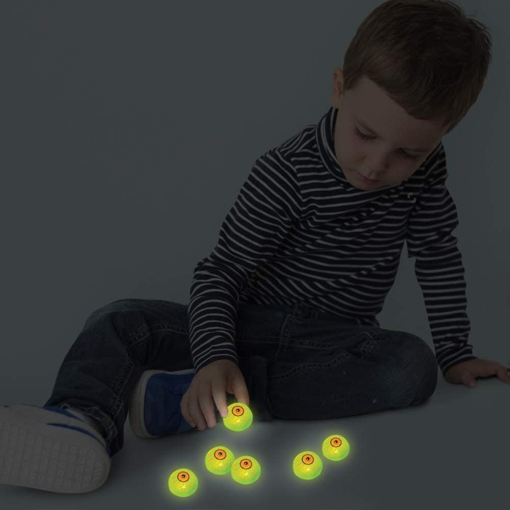 ArtCreativity Glow in The Dark Eyeball Poppers, Set of 12 Pop-Up Half Ball Toys, Old School Retro 90s Toys for Kids, Glowing Birthday Party Favors, Halloween Goodie Bag Fillers for Boys and Girls