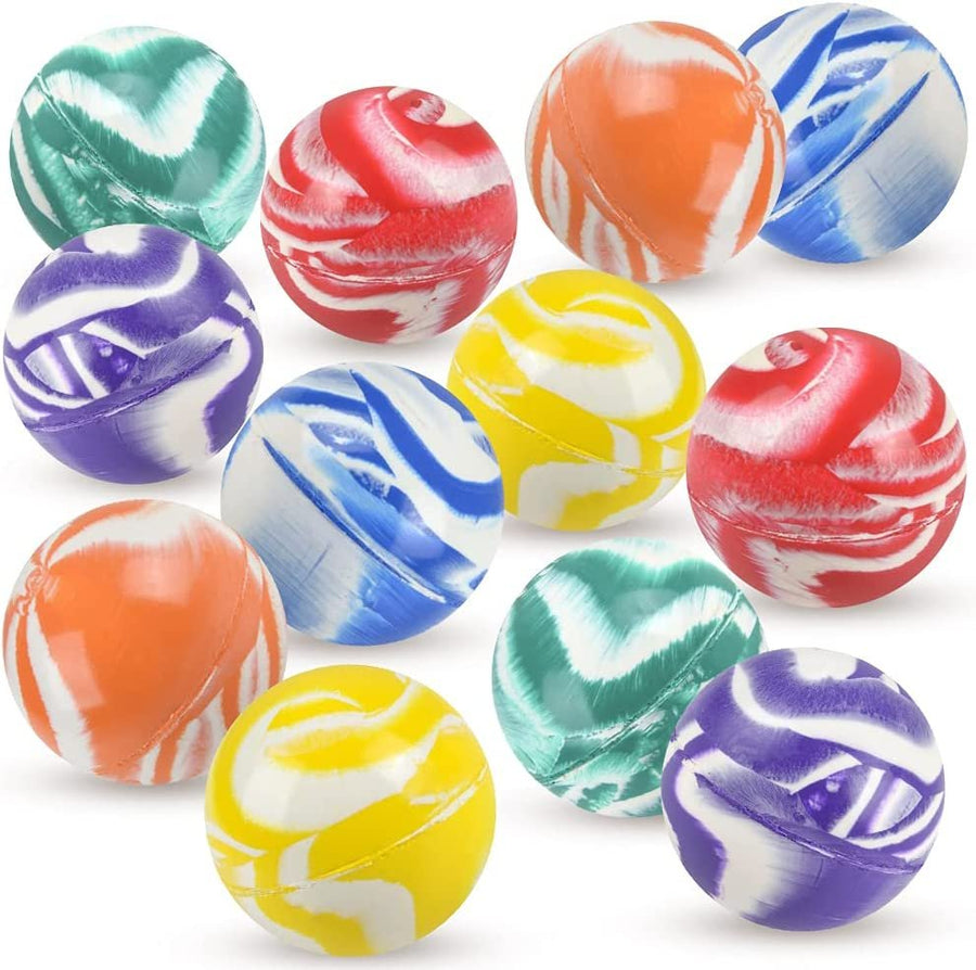 Marble Bouncy Balls for Kids, Set of 12 Bouncing Balls, Marbleized Look and Extra-High Bounce, Fun Assorted Colors, Birthday Party Favors, Goodie Bag Fillers