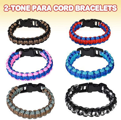 ArtCreativity Paracord Buckle Bracelets - Pack of 12 - Two Tone Color Scheme - 9 Inch Cobra Bracelets - Fashionable Party Favor and Carnival Prize