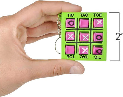 ArtCreativity 2 Inch Tic Tac Toe Keychains for Kids - Set of 12 - Durable Plastic Keyholders - Birthday Party Key Chain Favors, Goody Bag Fillers, Prize for Boys and Girls - Assorted Colors