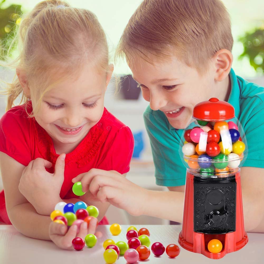 Gumball Machine for Kids, Set of 3, 6.5" Desktop Bubble Gum Mini Candy Dispenser, Unique Money Saving Coin Bank, Best Gift or Vintage Office Desk Decoration (Gumballs not Included)