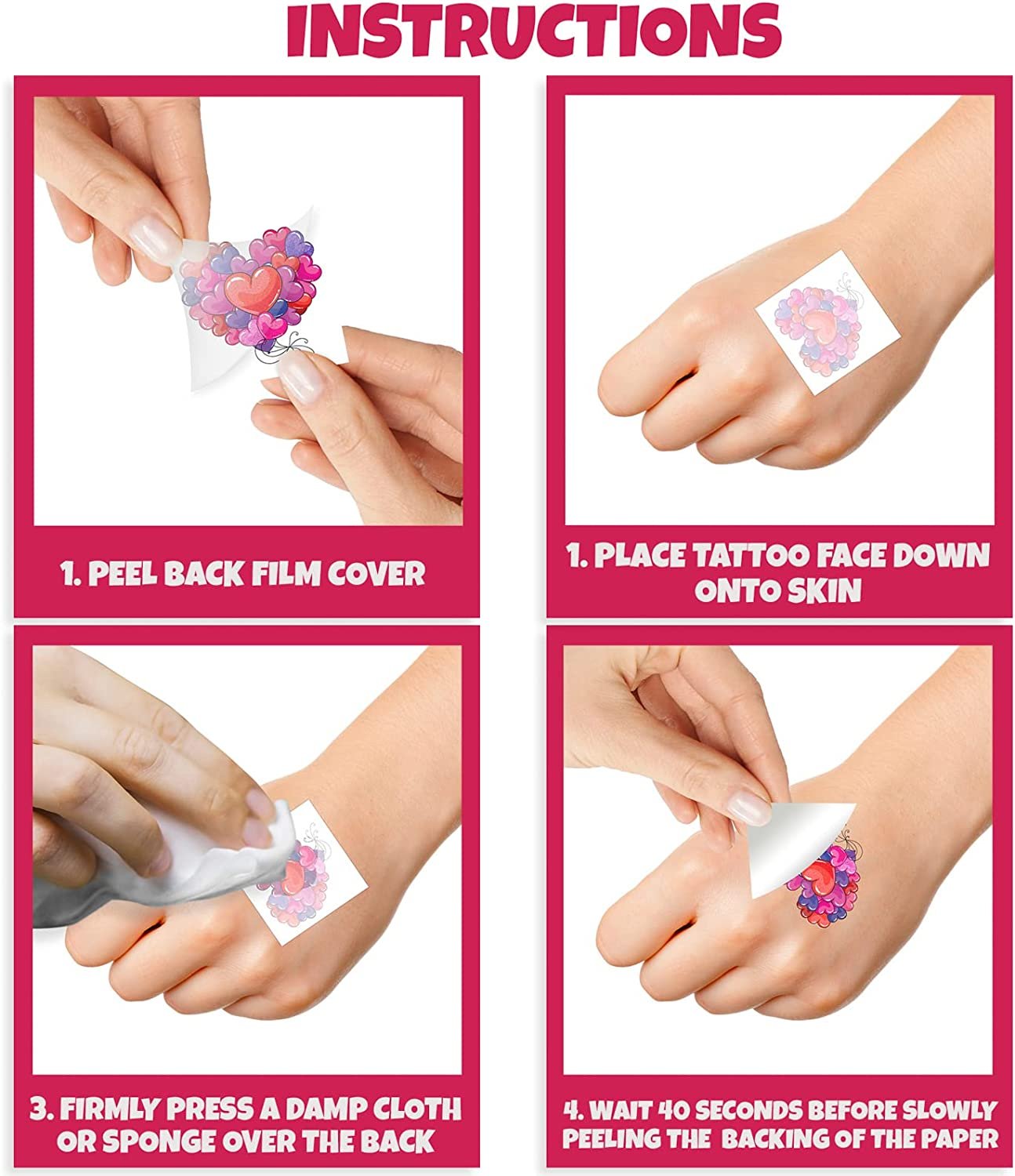 ArtCreativity Valentines Glitter Tattoos for Kids, 144 Pack, Temporary Tattoo Valentines Day Party Favors in 12 Cute Designs, Valentines Gifts for Kids, Class Rewards, and Goodie Bag Fillers