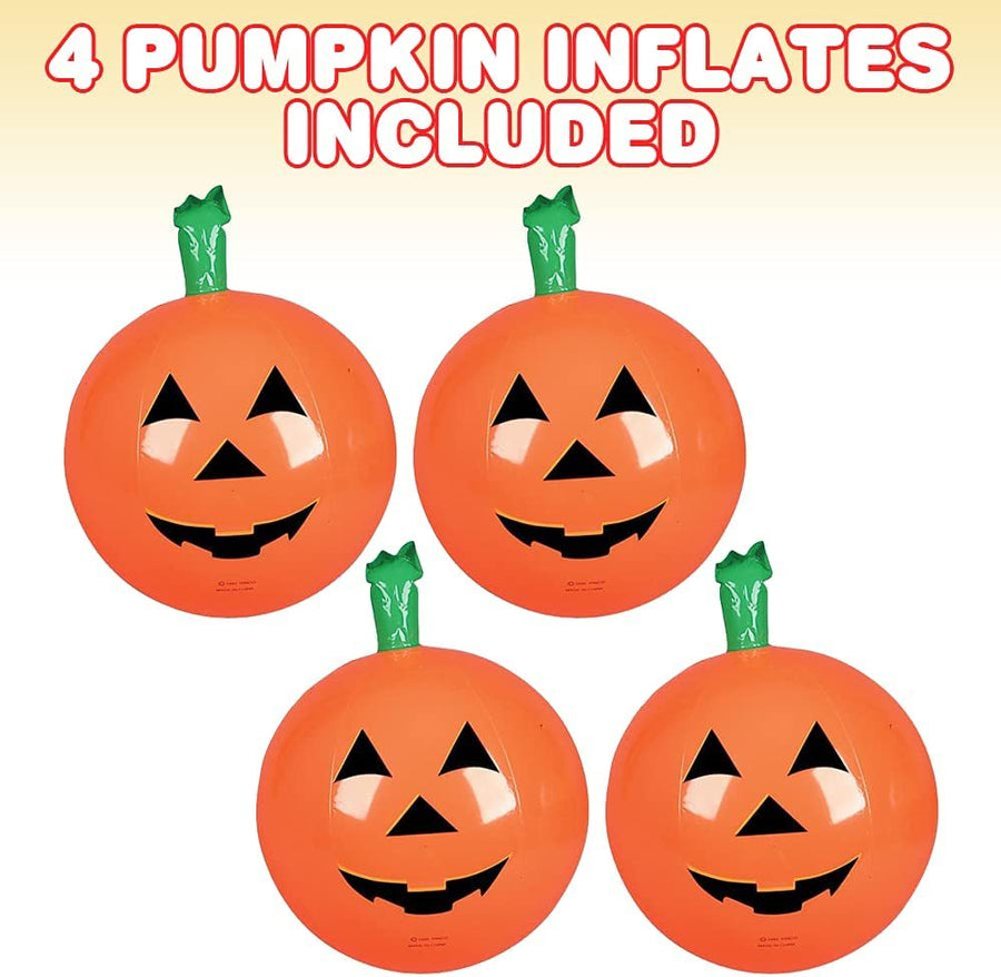 Pumpkin Inflates, Set of 4, 14" Blow-Up Jack-O-Lanterns, Inflatable Halloween Pumpkins Decorations, Halloween Party Supplies, JackoLantern Inflate, for Indoor and Outdoor Use