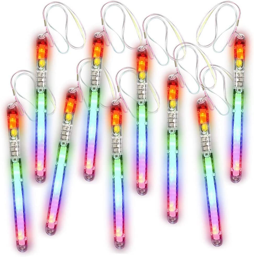 Light Up Police Wands, Set of 12, Flashing LED Wand Sticks with Lanyards, Thrilling Light Show, Batteries Included, Fun Birthday Party Favors, Carnival Prize, Goodie Bag Fillers for Kids