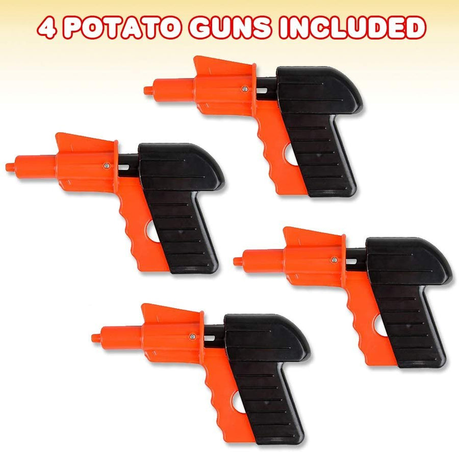 Potato Gun for Kids, Set of 4, Cool Shooting Toys for Boys and Girls, Kid-Safe Spud Gun Pistol for Active Outdoor Fun, Best Christmas or Birthday Gift for Children, Unique Game Prize