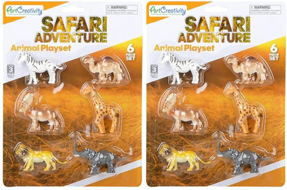ArtCreativity Safari Animal Figurines Playset for Kids, Set of 12, Assorted Small Animal Figures, Sturdy Plastic Toys, Fun Zoo Theme Birthday Party Favors, Great Gift Idea for Boys and Girls