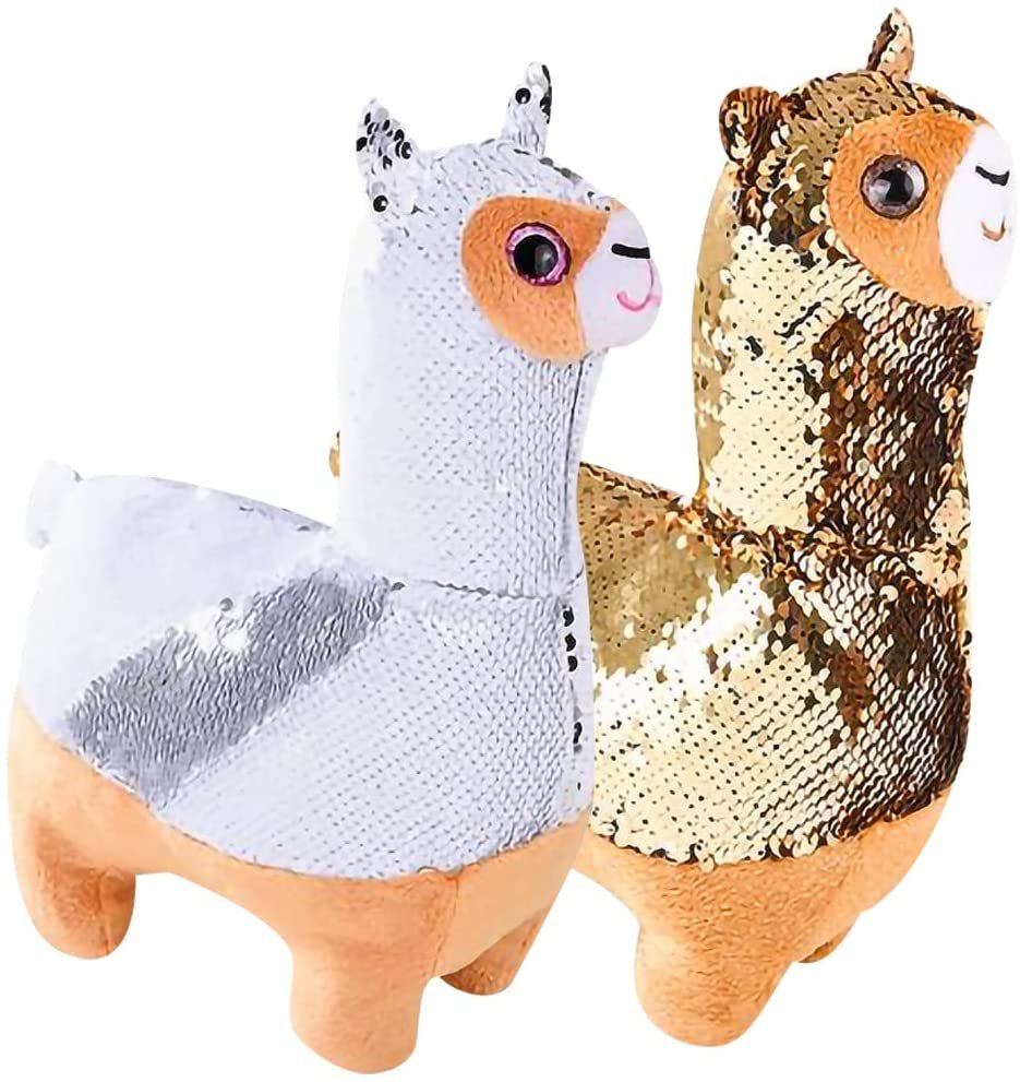 Flip Sequin Llama Toys for Kids, Set of 2, Plush Llamas with Color Changing Sequins, Party Supplies, Animal Birthday Favors for Boys and Girls, Cute Nursery Décor, 8.5"es