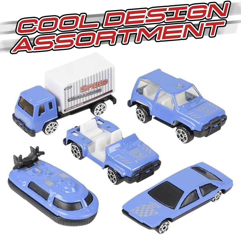 5-PC Diecast Police Vehicle Playset, Mini Diecast Toy Cars in Assorted Designs, Great Birthday Party Favor for Kids, Fun Gift Idea for Boys