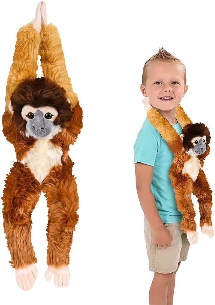 Hanging Squirrel Monkey Plush Toy, 23" Stuffed Squirrel Monkey with Realistic Design, Soft and Huggable, Cute Nursery Decor, Best Birthday Gift for Boys and Girls