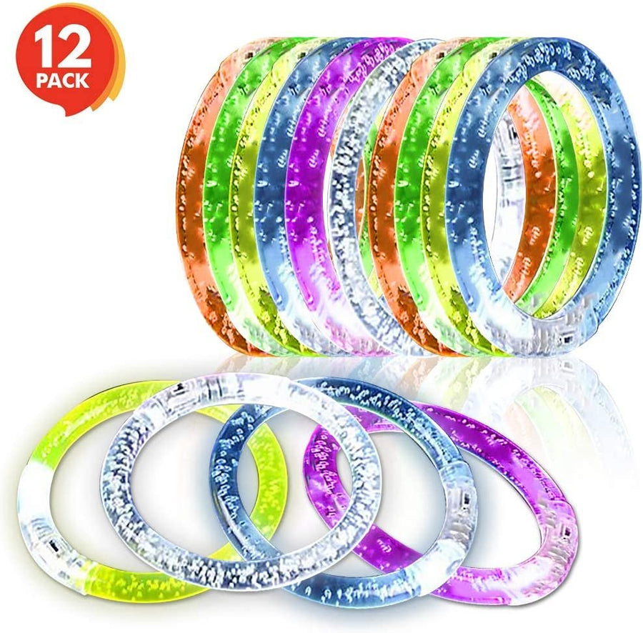 Flashing Bubble Bracelets for Kids and Adults - Set of 12 - Multi Color Flashing Jewelry Wristbands - Fun Birthday and Wedding Favors, Party Supplies and Rave Accessories