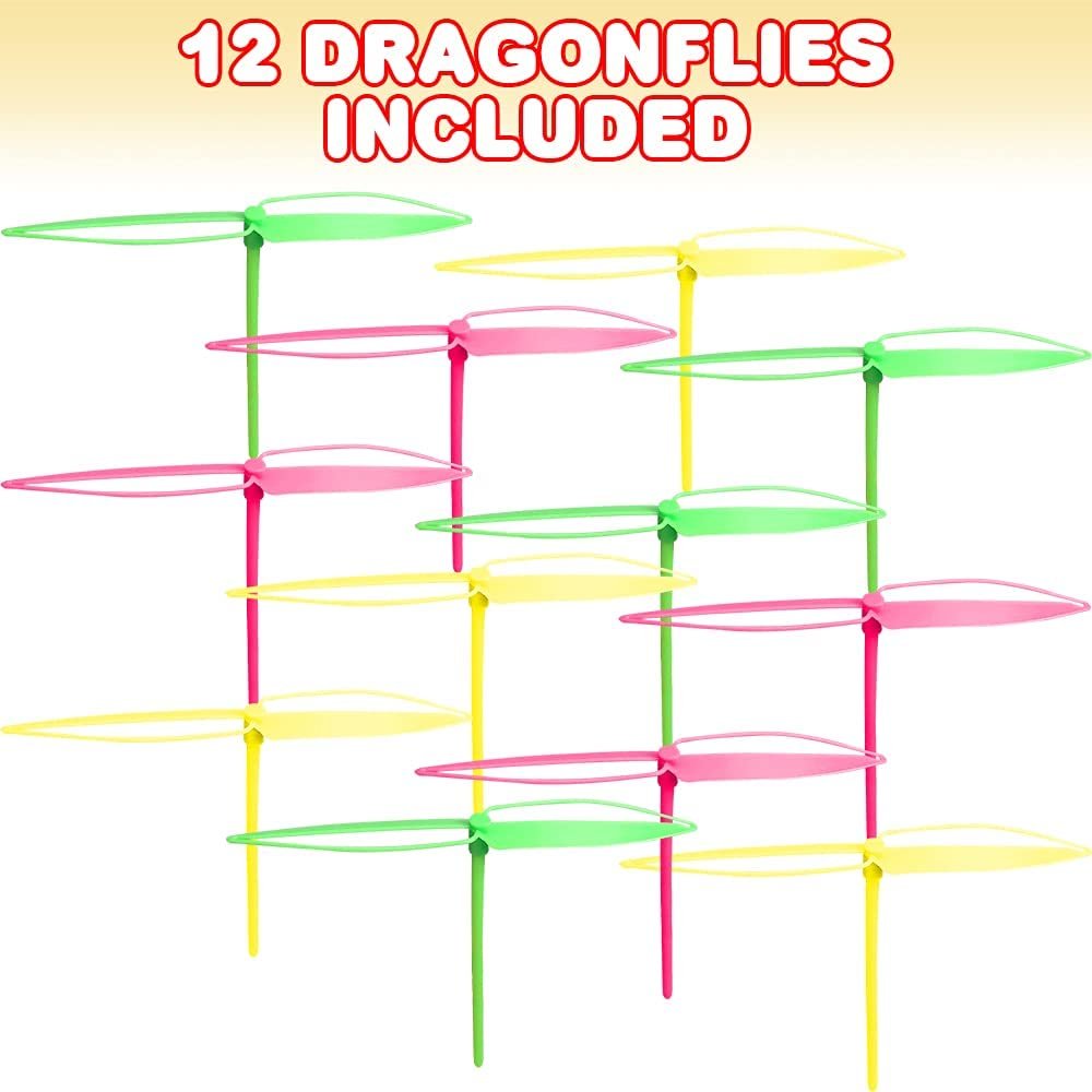 Dragon Fly Copter Toys for Kids, Set of 12, Flying Hand Spinner Toys with Assorted Vibrant Colors, Outdoor Toys for Boys & Girls, Birthday Party Favors & Goody Bag Fillers for Children