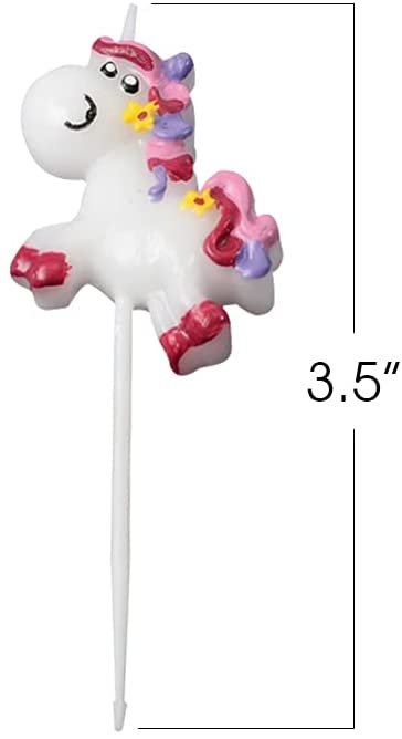 Unicorn and Rainbow Pick Candles, Set of 4, Unicorn Themed Birthday Cake Candles, Magical Birthday Party Supplies and Decorations, Cake Topper, Cupcake Topper