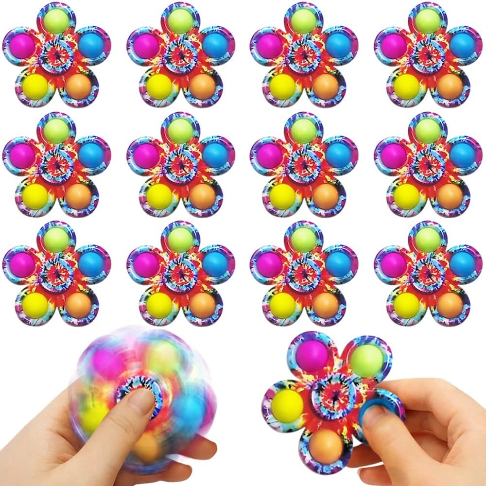 ArtCreativity Pop it Fidget Spinners for Kids, Set of 10, Fidget Spinner Pop Its, 2 in 1 Spinner Fidget Toy Pack for Fun Stress Relief, Great as Pop it Party Favors and Goody Bag Stuffers for Kids