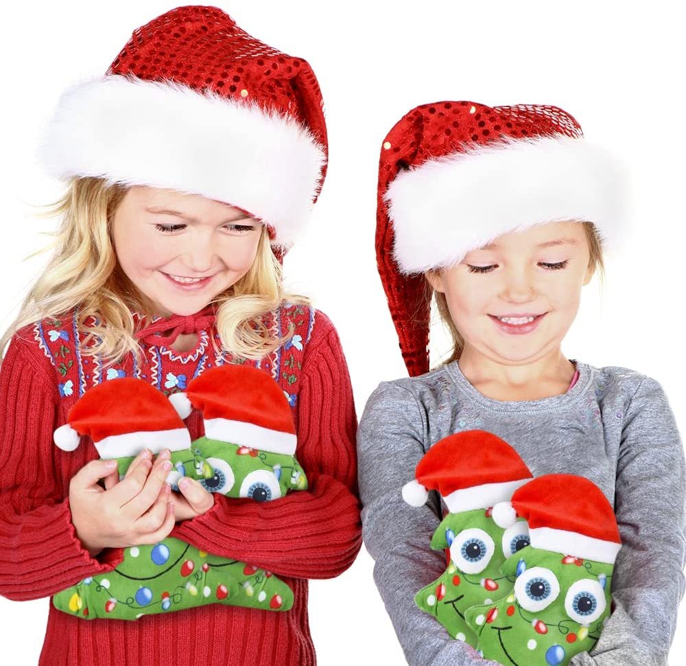 ArtCreativity Plush Christmas Tree, Set of 2, Soft Stuffed Christmas Toys with Popped Out Eyes, Christmas Party Favors for Kids and Adults, Stocking Stuffers and Festive Room Decorations