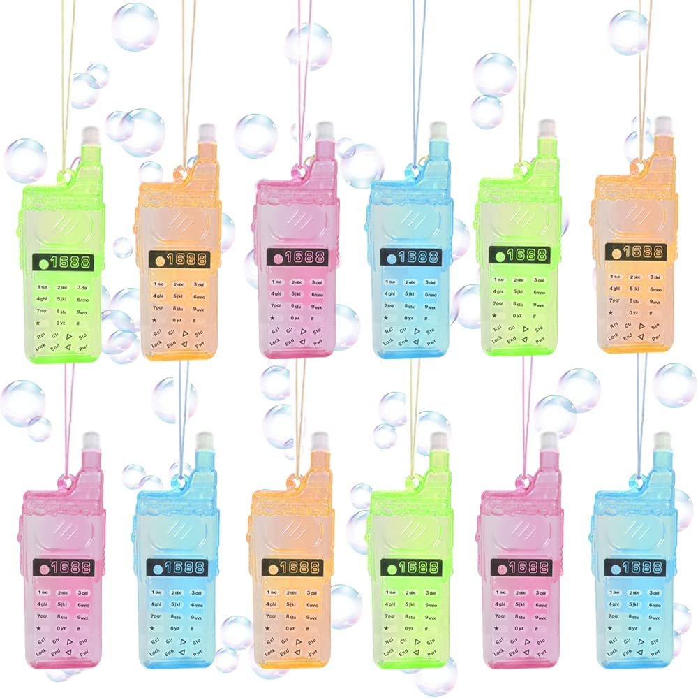 ArtCreativity 4 Inch Cell Phone Bubble Necklaces - Pack of 12 - Includes a Hanging Cord - Assorted Colored Bottles - Fun Party Favors, Perfect Summer Game and Carnival Prizes for Kids