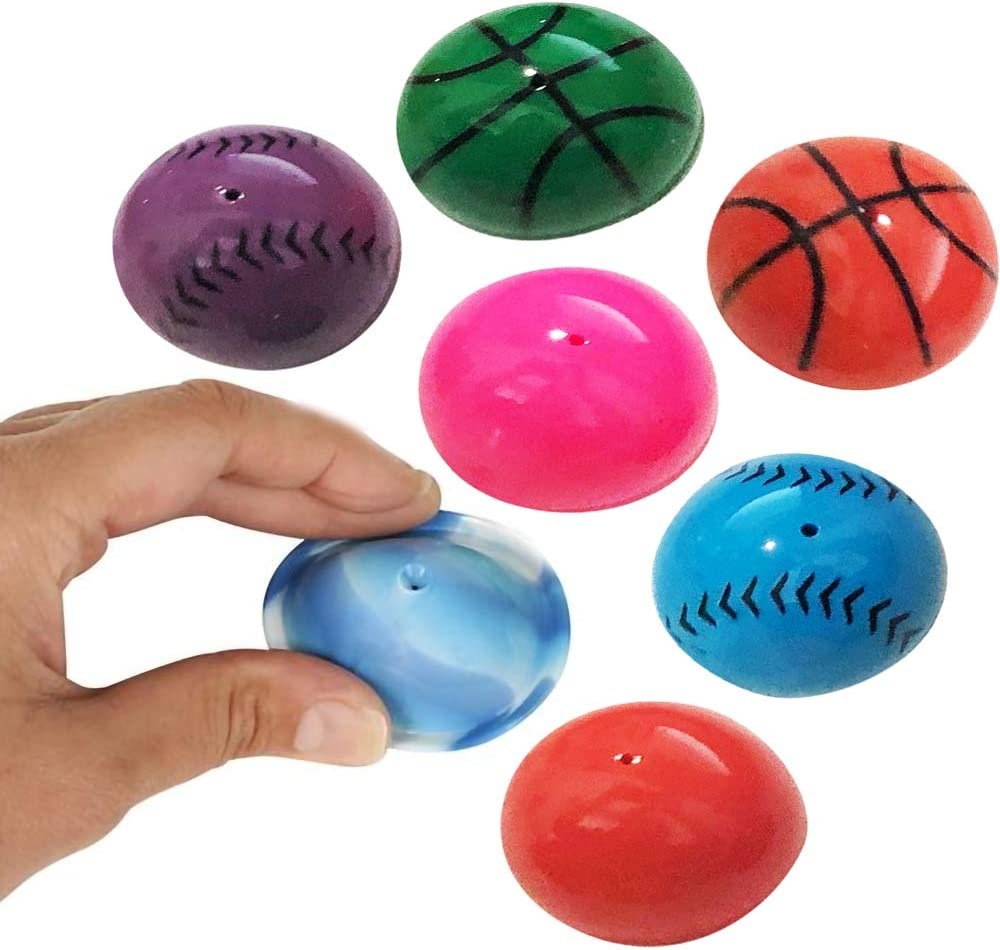 1.25" Rubber Poppers Mix for Kids, Bulk Pack of 72 PopUp Half Ball To