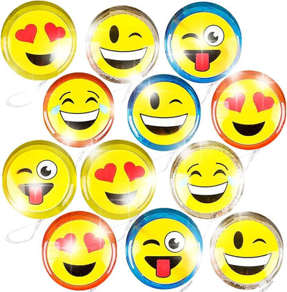 ArtCreativity Light Up Emoticon Yoyos for Kids, Set of 12, Classic Plastic YoYo Toys with Flashing LEDs, Light-Up Birthday Party Favors, Goodie Bag Fillers, Holiday Stocking Stuffers, Classroom Prizes