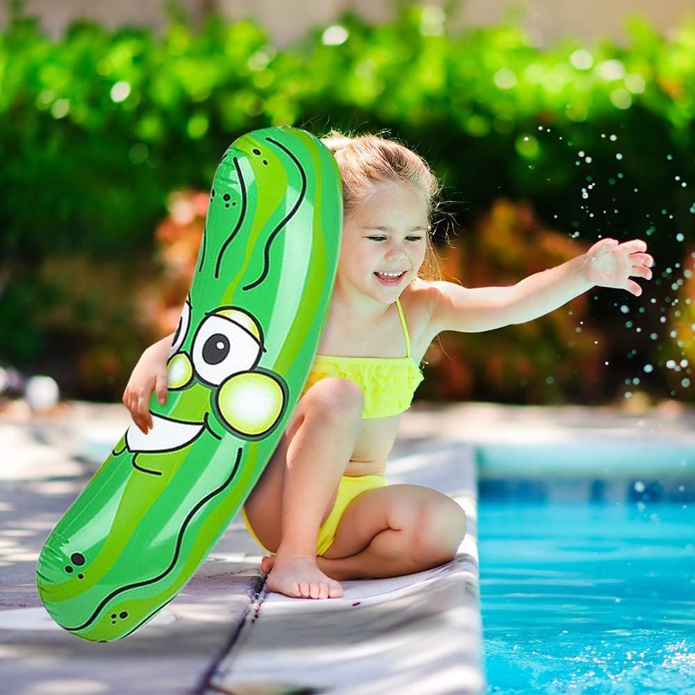 ArtCreativity 36 Inch Pickle Inflates, Set of 2, Inflatable Food Toys with a Cute Smile, Fun Birthday Party Decorations Supplies, Durable Water Pool Toys for Kids, Fun Pickle Party Favors