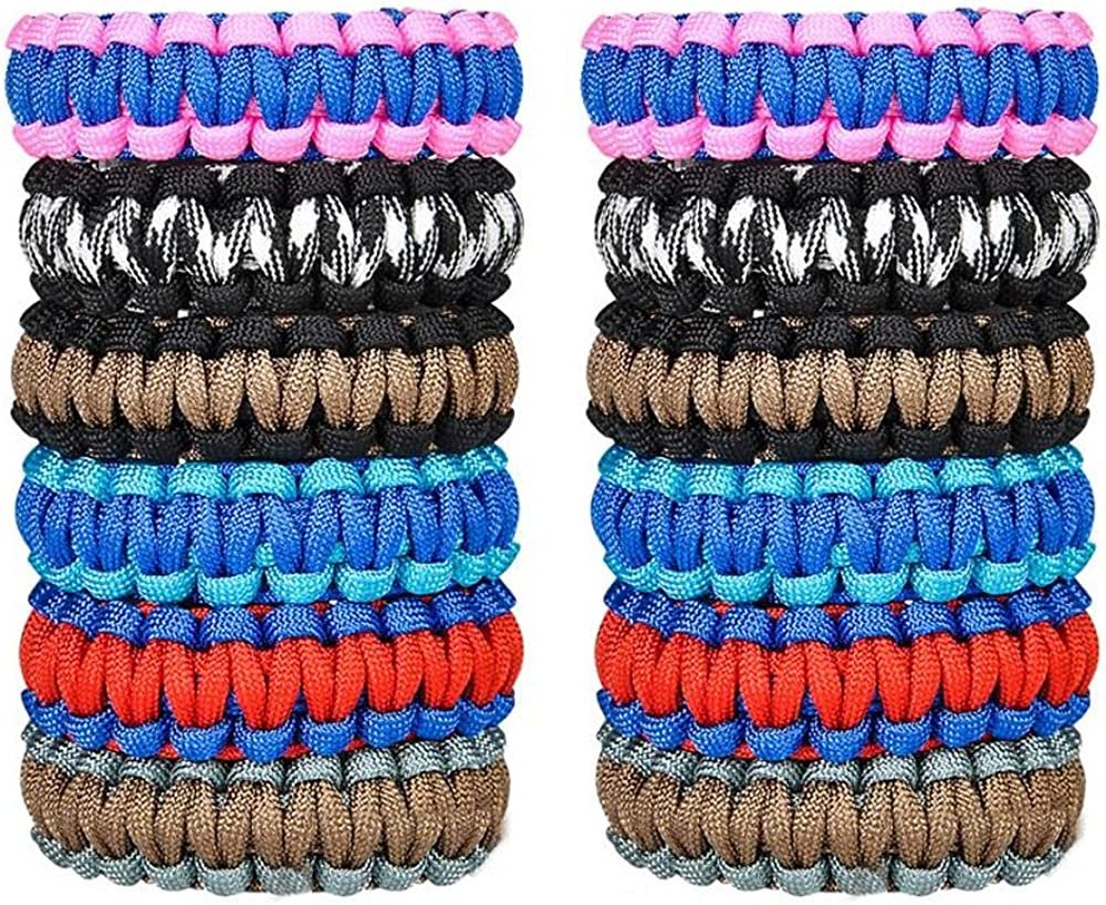 Paracord Buckle Bracelets - Pack of 12 - Two Tone Color Scheme - 9" Cobra Bracelets - Fashionable Party Favor and Carnival Prize