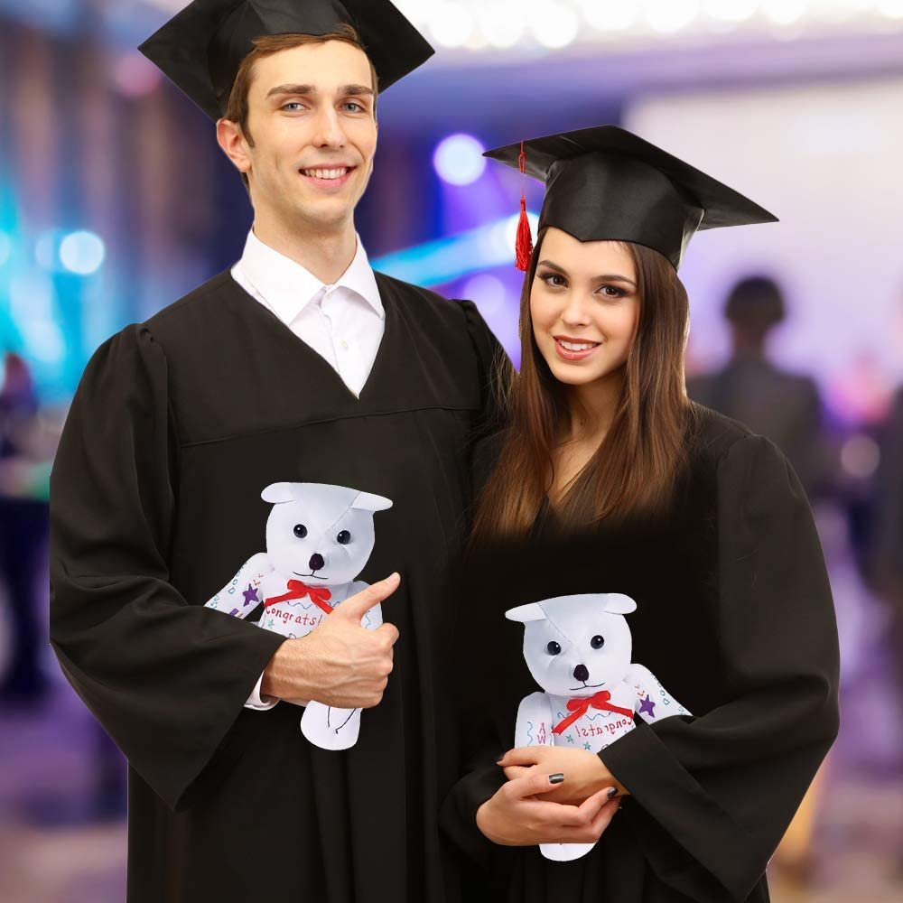 Plush Autograph Teddy Bear, 1 Piece, Graduation Autograph Stuffed Animal, 11" Stuffed Toy with White Smooth Fabric, Cute Hospital Get Well Soon Gift, Unique Baby Shower Idea