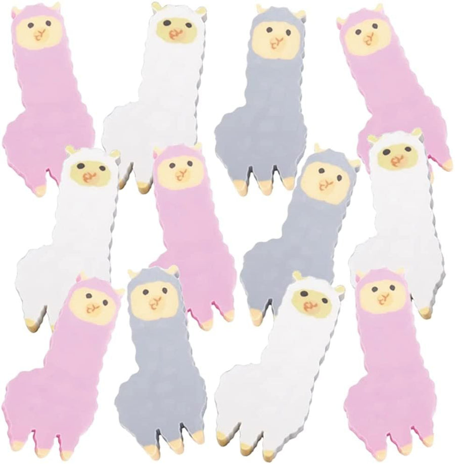 Alpaca Erasers for Kids, Set of 12, Aesthetic School Supplies for Kids and Classroom Gifts for Students, Great as Pinata Stuffers, Goodie Bag Fillers, and Stationery Party Favors