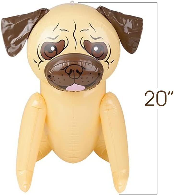 ArtCreativity Pug Inflate, Animal Party Decorations and Supplies, Blow-Up Dog Inflate for Animal Birthday Party Favors, Pool Party Float, and Game Prize for Kids