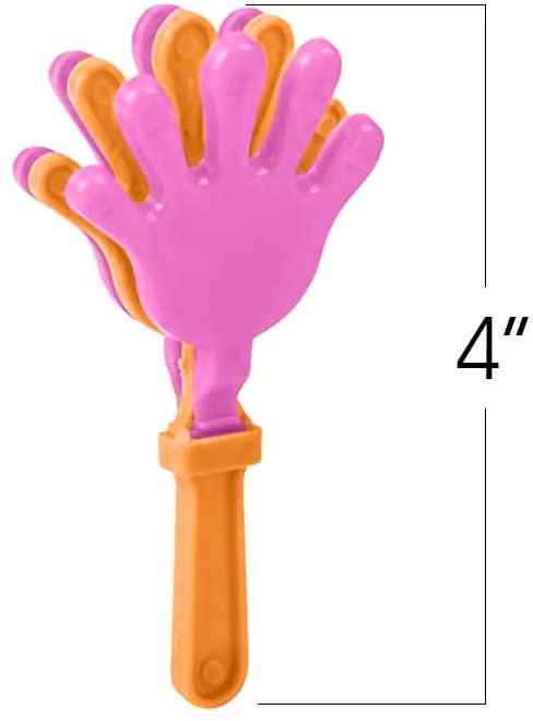 Hand Clappers Noisemakers - Pack of 24-4"es Assorted Plastic Noisemakers for Sports, Parties, and Concerts - Best Birthday Party Favors and Goodie Bag Fillers for Boys and Girls