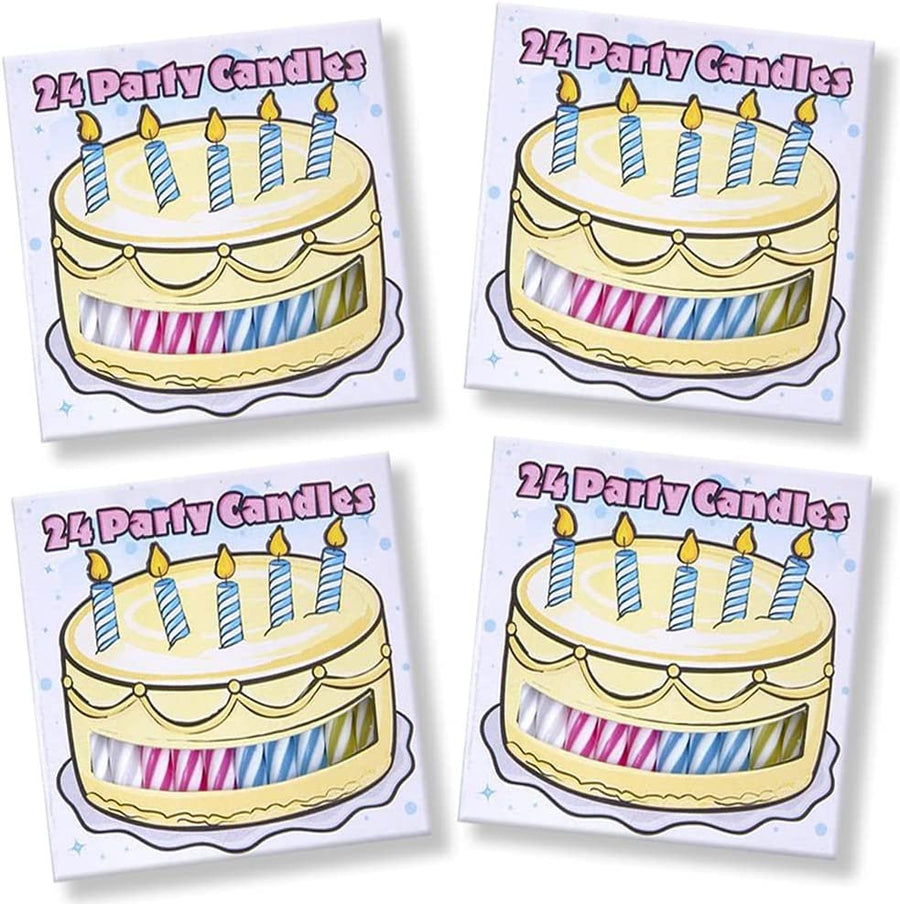 Mini Birthday Candles, Set of 96, Birthday Candle Set with 4 Colors, Easy to Blow Birthday Candles for Cake and Cupcakes, Cute Cake Decorations, Blue, Pink, Yellow, and White