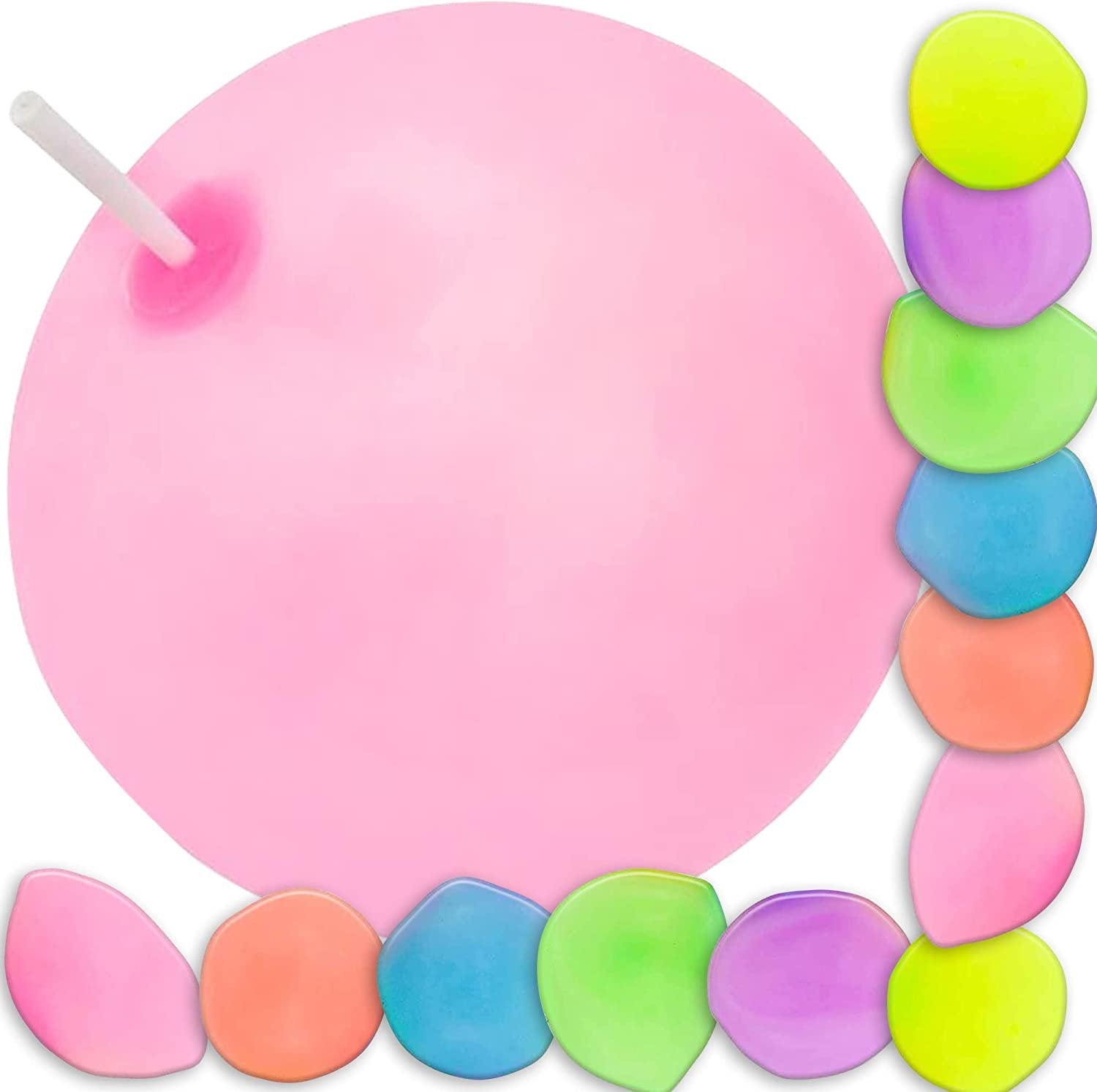 Jelly Balloon Ball Set - 12 Piece - Fun Balloon Balls That Bounce and Stretch - Punch Balloons - Inflation Nozzles Included - Party Favor for Kids, Gift Idea for Boys, Girls - 6 Colors